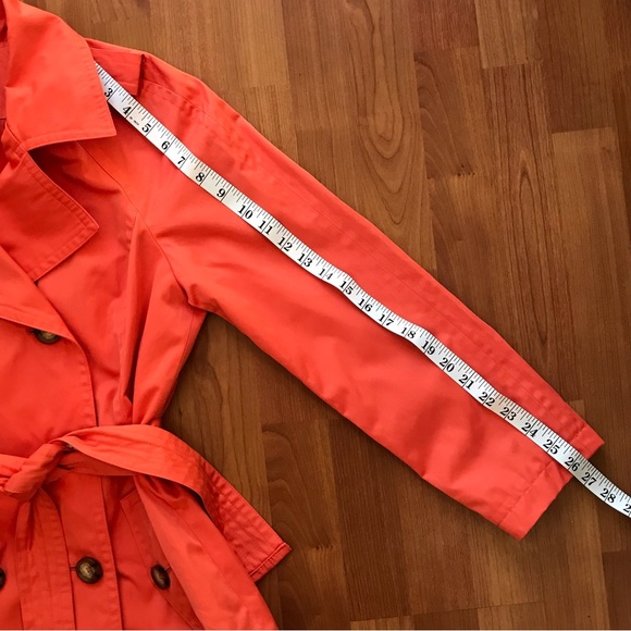 MICHAEL KORS | Coral Double Breasted Trench Rain Coat w/ Tie Belt Size Medium - Picture 12 of 13